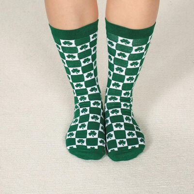 Chequered Shamrock Socks- Green